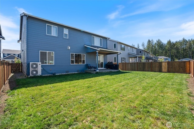 back of property featuring a patio area and ac unit