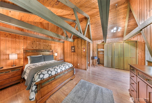 1418 E Blackburn Rd, Mount Vernon, WA 98274 - bedroom featuring wooden walls, wood ceiling, and wood finished floors