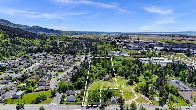 1418 E Blackburn Rd, Mount Vernon, WA 98274 - aerial view of property and surrounding area with a mountain backdrop and property parcel outlined