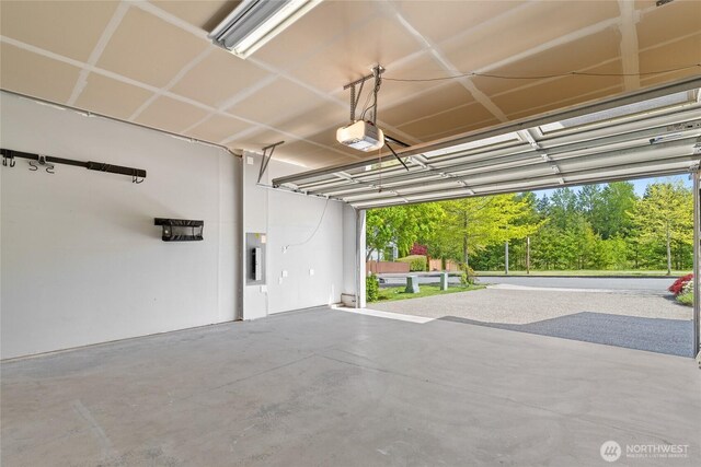 garage with a garage door opener