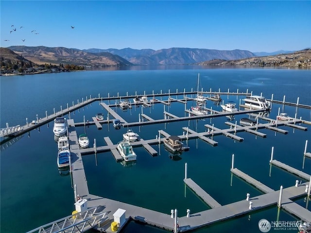1350 W Woodin Ave, Chelan, WA 98816 - view of dock with a water and mountain view