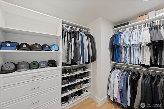 spacious closet with light wood-style flooring