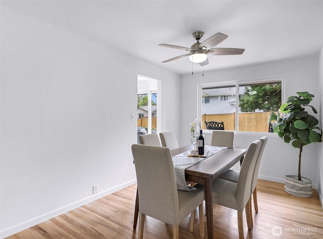 12219 SE 64th Pl, Bellevue, WA 98006 - dining area with healthy amount of natural light, baseboards, wood finished floors, and a ceiling fan
