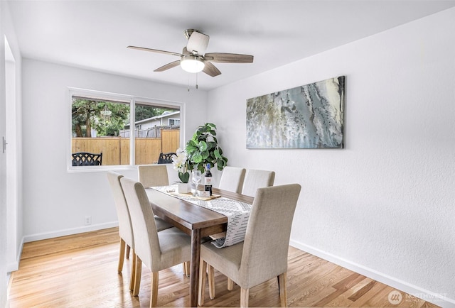 12219 SE 64th Pl, Bellevue, WA 98006 - dining room featuring ceiling fan, baseboards, and wood finished floors
