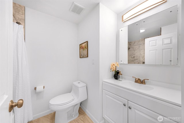 12219 SE 64th Pl, Bellevue, WA 98006 - bathroom featuring toilet, baseboards, vanity, and a shower with shower curtain