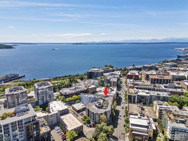 view of urban area with a water and mountain view