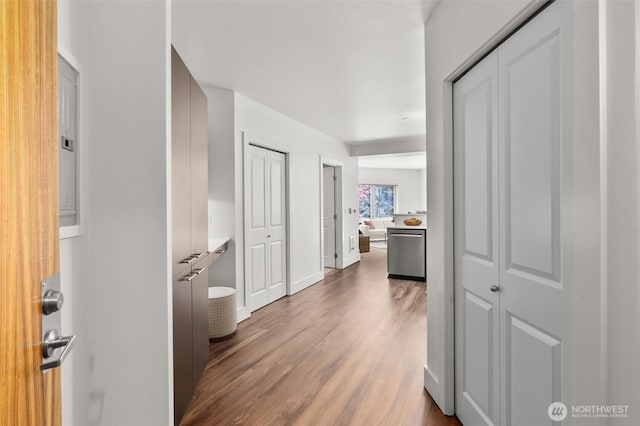 hall featuring wood finished floors