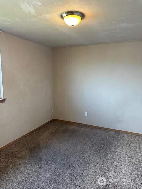 empty room featuring baseboards and carpet flooring