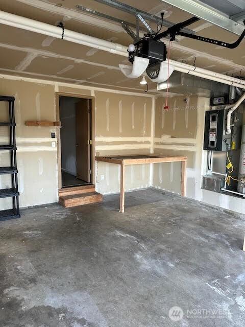 garage with a garage door opener