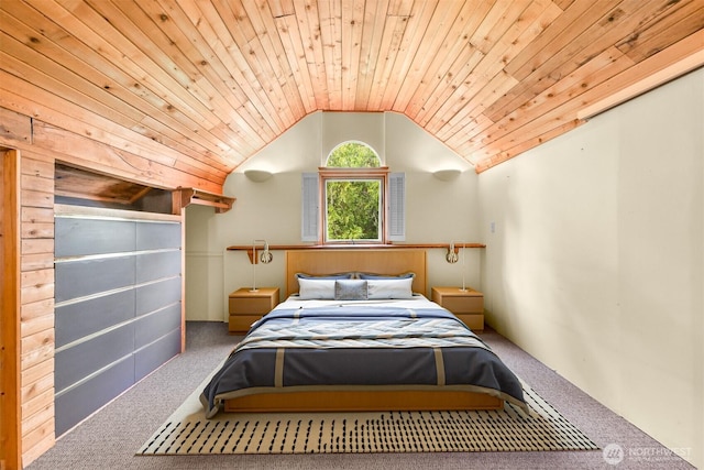 2234 Main St, Ferndale, WA 98248 - bedroom with carpet floors, vaulted ceiling, and wood ceiling