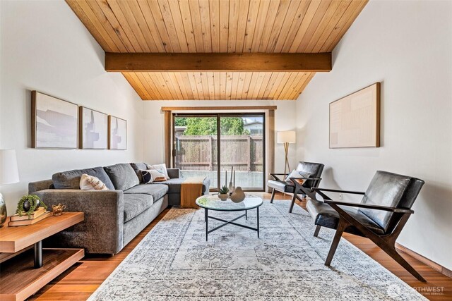 517 S 212th St, Des Moines, WA 98198 - living room featuring wood finished floors and wood ceiling