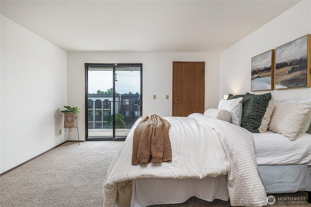 10601 Bagley Ave N Unit 204, Seattle, WA 98133 - bedroom with access to outside, carpet flooring, and baseboards