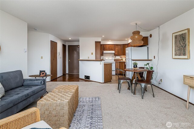 10601 Bagley Ave N Unit 204, Seattle, WA 98133 - living area with carpet, baseboards, and recessed lighting