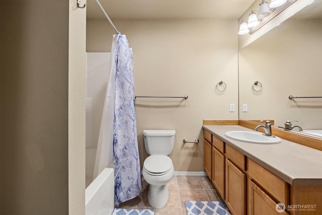 5305 Military Rd E Unit D, Tacoma, WA 98446 - bathroom featuring toilet, vanity, tile patterned flooring, and shower / bath combo