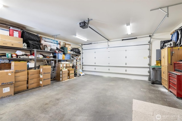 garage with a garage door opener