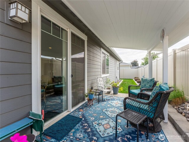 view of patio featuring a fenced backyard