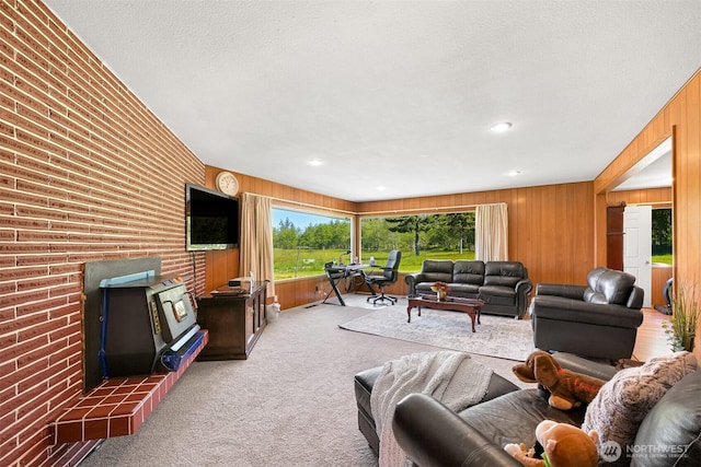 206 Kelly Rd, Bellingham, WA 98226 - living area with wooden walls and carpet floors