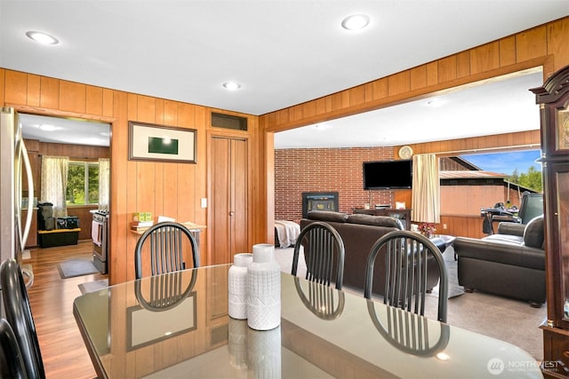 206 Kelly Rd, Bellingham, WA 98226 - dining area featuring wood walls and recessed lighting