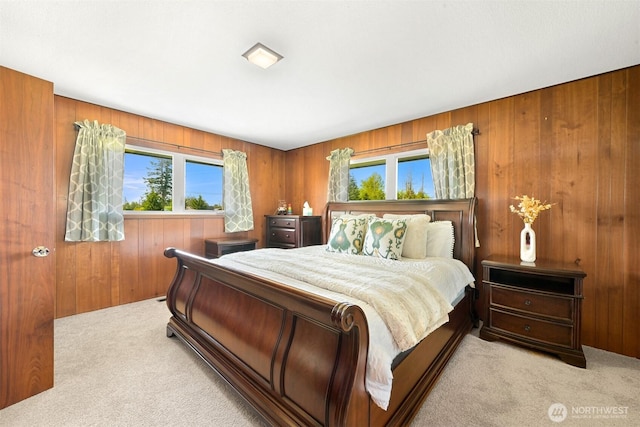 206 Kelly Rd, Bellingham, WA 98226 - bedroom with carpet flooring, multiple windows, and wooden walls