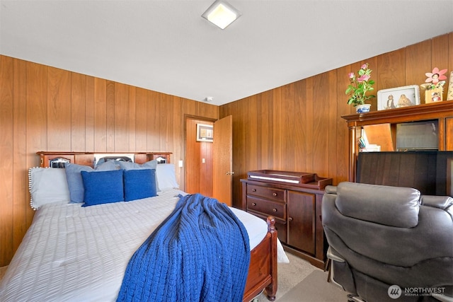 206 Kelly Rd, Bellingham, WA 98226 - bedroom with wood walls and carpet