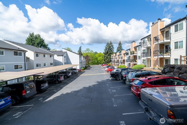 view of road with a residential view