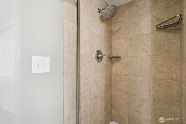 bathroom view of tiled shower