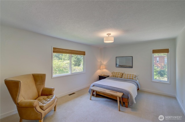 15410 Sandridge Rd, Long Beach, WA 98631 - carpeted bedroom featuring multiple windows and a textured ceiling