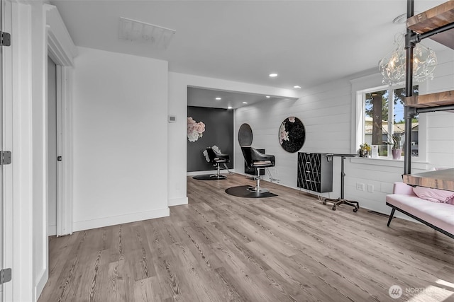 108 Centre St S, Rainier, WA 98576 - exercise area with wood finished floors, recessed lighting, and baseboards