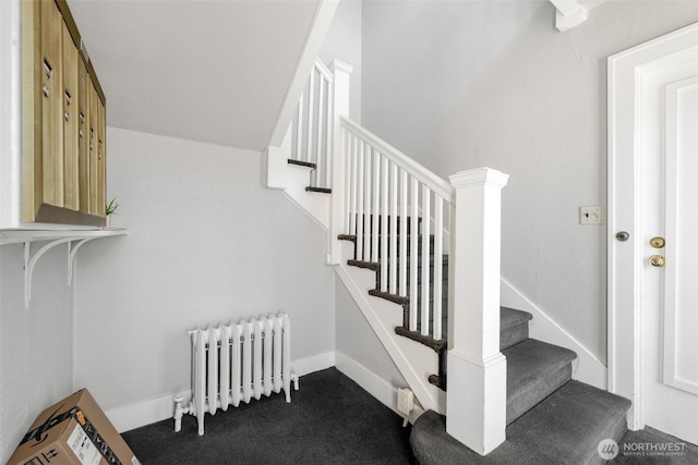 746 10th Ave E, Seattle, WA 98102 - staircase with carpet floors and radiator heating unit