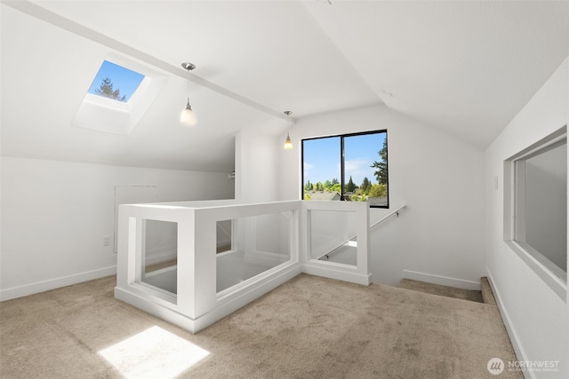 4822 S M St, Tacoma, WA 98408 - bonus room featuring a skylight, lofted ceiling, carpet, and baseboards