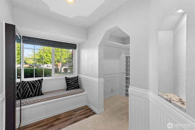 2350 38th Ave, Longview, WA 98632 - hallway featuring a wainscoted wall and wood finished floors