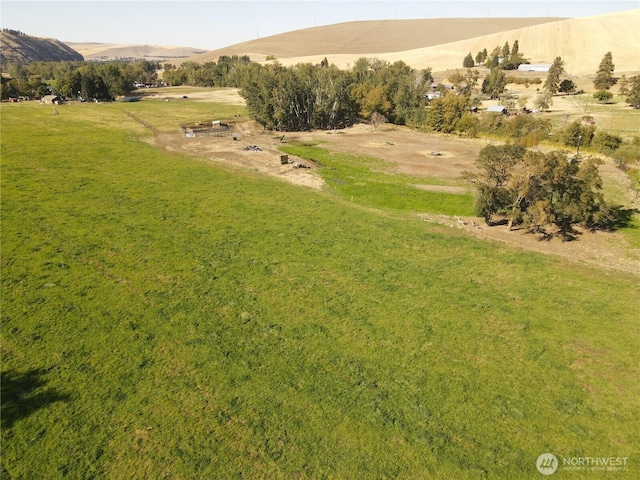 aerial view with a rural view and a mountain view