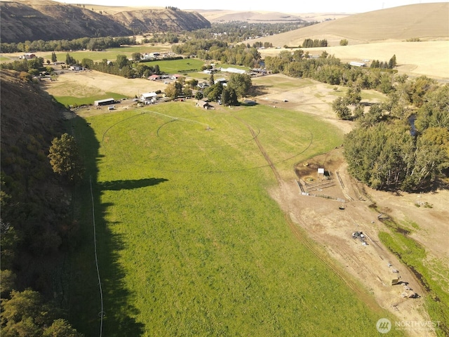 aerial view with a rural view and a mountain view