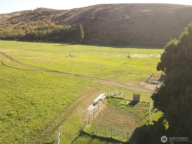 aerial view with a rural view and a mountain view