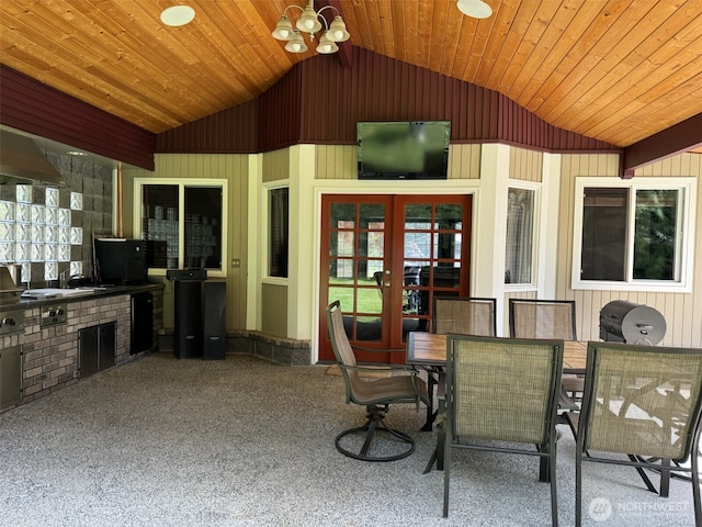 view of patio / terrace featuring an outdoor kitchen and french doors