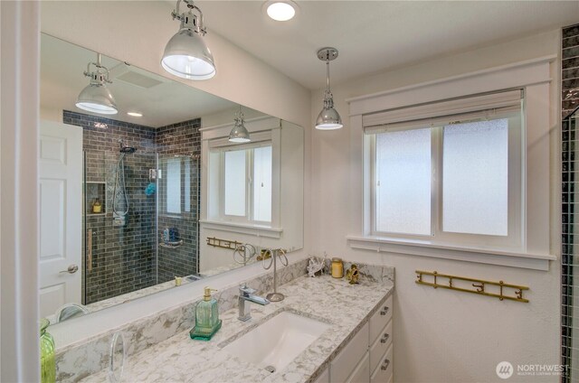 1005 346th Pl, Ocean Park, WA 98640 - bathroom with tiled shower and vanity