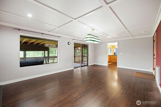 17919 3rd Ave NE, Arlington, WA 98223 - empty room featuring coffered ceiling, baseboards, wood finished floors, and recessed lighting