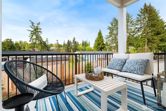 balcony featuring an outdoor living space