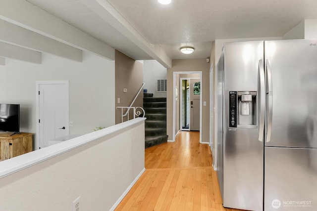 19801 88th Ave W, Edmonds, WA 98026 - hallway featuring light wood-type flooring, stairway, and baseboards