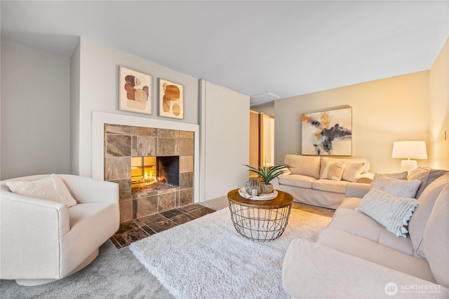 17922 Marine View Dr SW, Normandy Park, WA 98166 - living room featuring a tiled fireplace