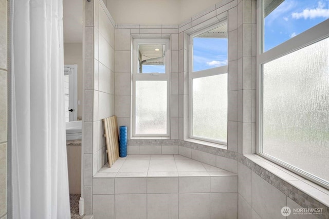 bathroom with a healthy amount of sunlight and connected bathroom