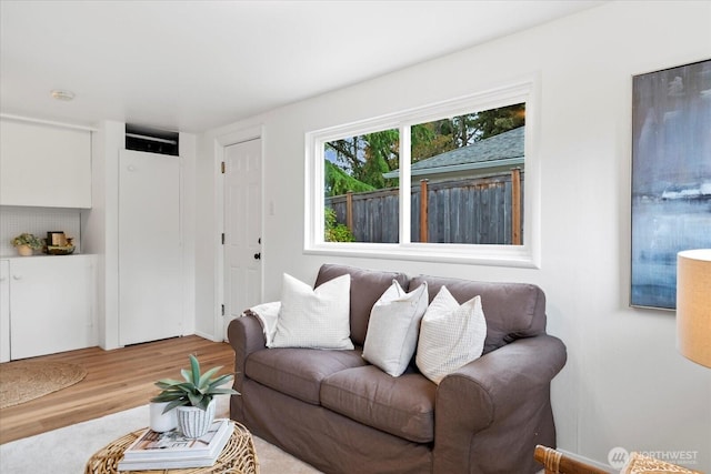 living room with light wood-style floors