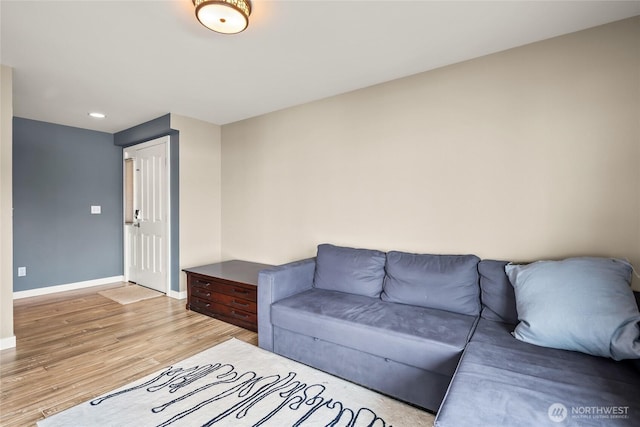 8075 Harborview Rd Unit 301, Blaine, WA 98230 - living room featuring light wood finished floors, baseboards, and recessed lighting