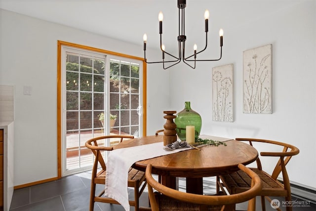 3785 Greenville Pl, Bellingham, WA 98226 - dining area with a chandelier and baseboards