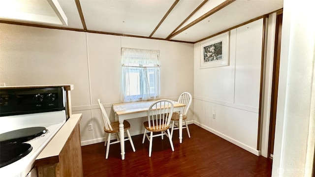 dining space with dark wood-type flooring