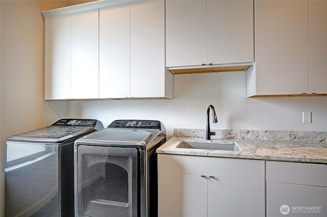 1699 SE Camano Dr, Camano Island, WA 98282 - washroom with cabinet space and washing machine and clothes dryer