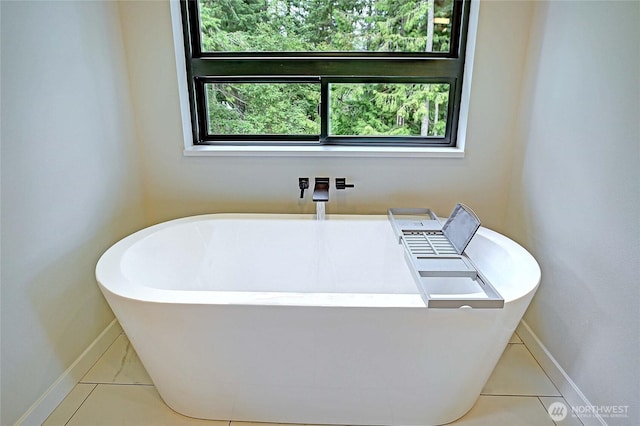 1699 SE Camano Dr, Camano Island, WA 98282 - full bathroom with a soaking tub and tile patterned flooring