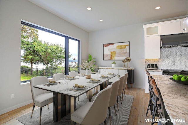 1699 SE Camano Dr, Camano Island, WA 98282 - dining area with plenty of natural light, recessed lighting, and light wood-type flooring