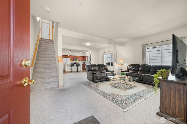 343 Tremont Ave Unit 102, Bellingham, WA 98226 - carpeted living room with stairs