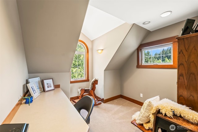 14028 104th Street Ct E, Puyallup, WA 98374 - office featuring vaulted ceiling, carpet floors, and baseboards
